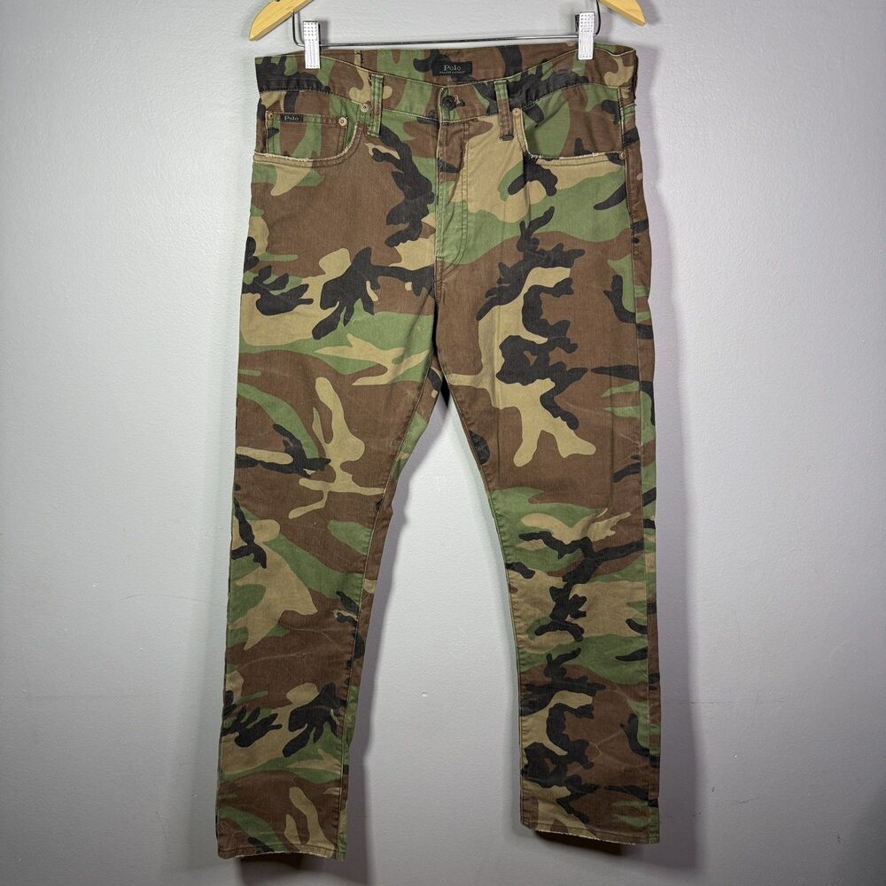 Polo Ralph Lauren Mens Camo Jeans Slim Straight Stretch The Varick 33x32 Utility